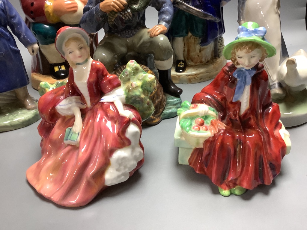 Two Royal Copenhagen figures, two character jugs, Royal Doulton, etc.